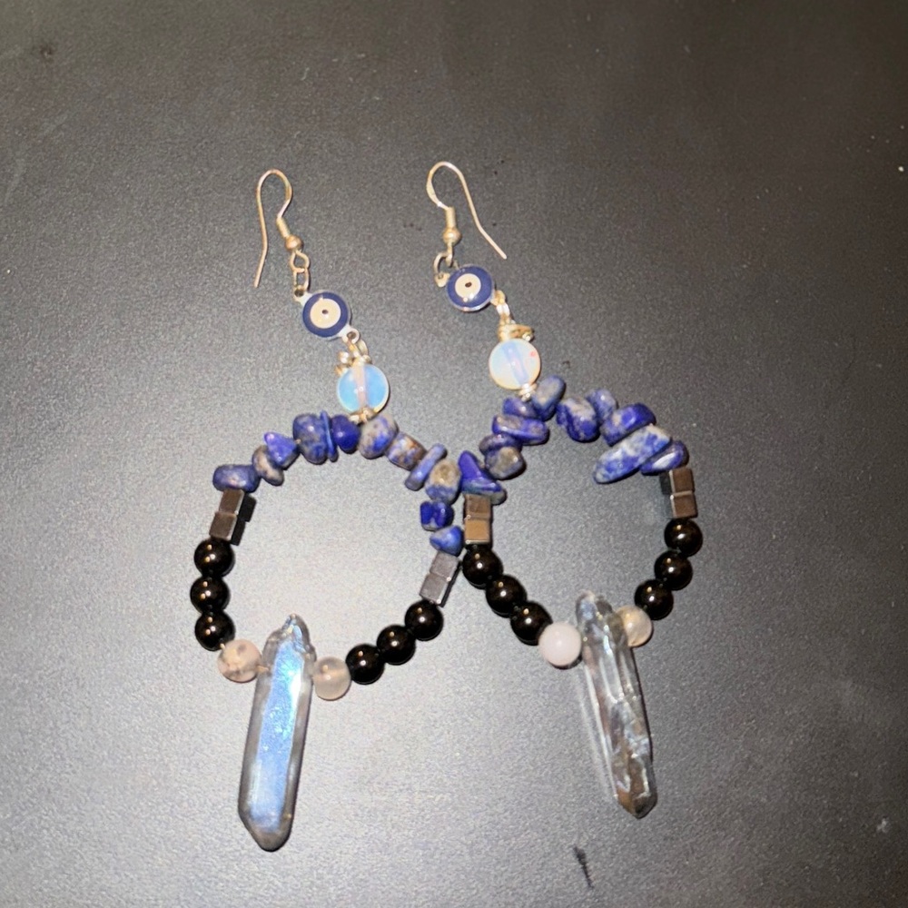 Evil eye & crystal earrings